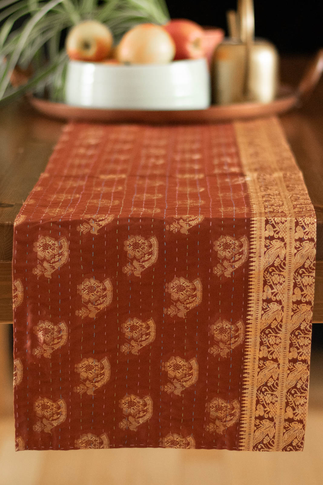 Kantha Table Runner Silk Blend B2