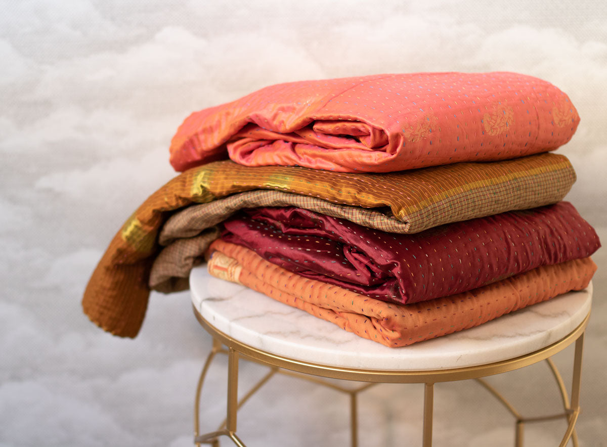 Kantha Silk Throw Blankets