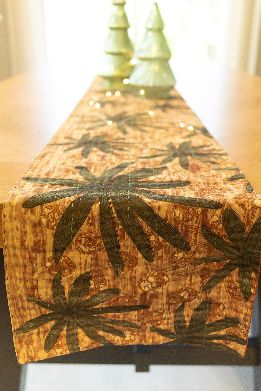 Kantha Holiday Silk Table Runner - Holly No. 4
