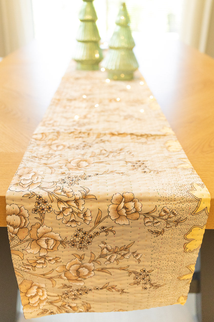 Kantha Holiday Silk Table Runner - Holly No. 13