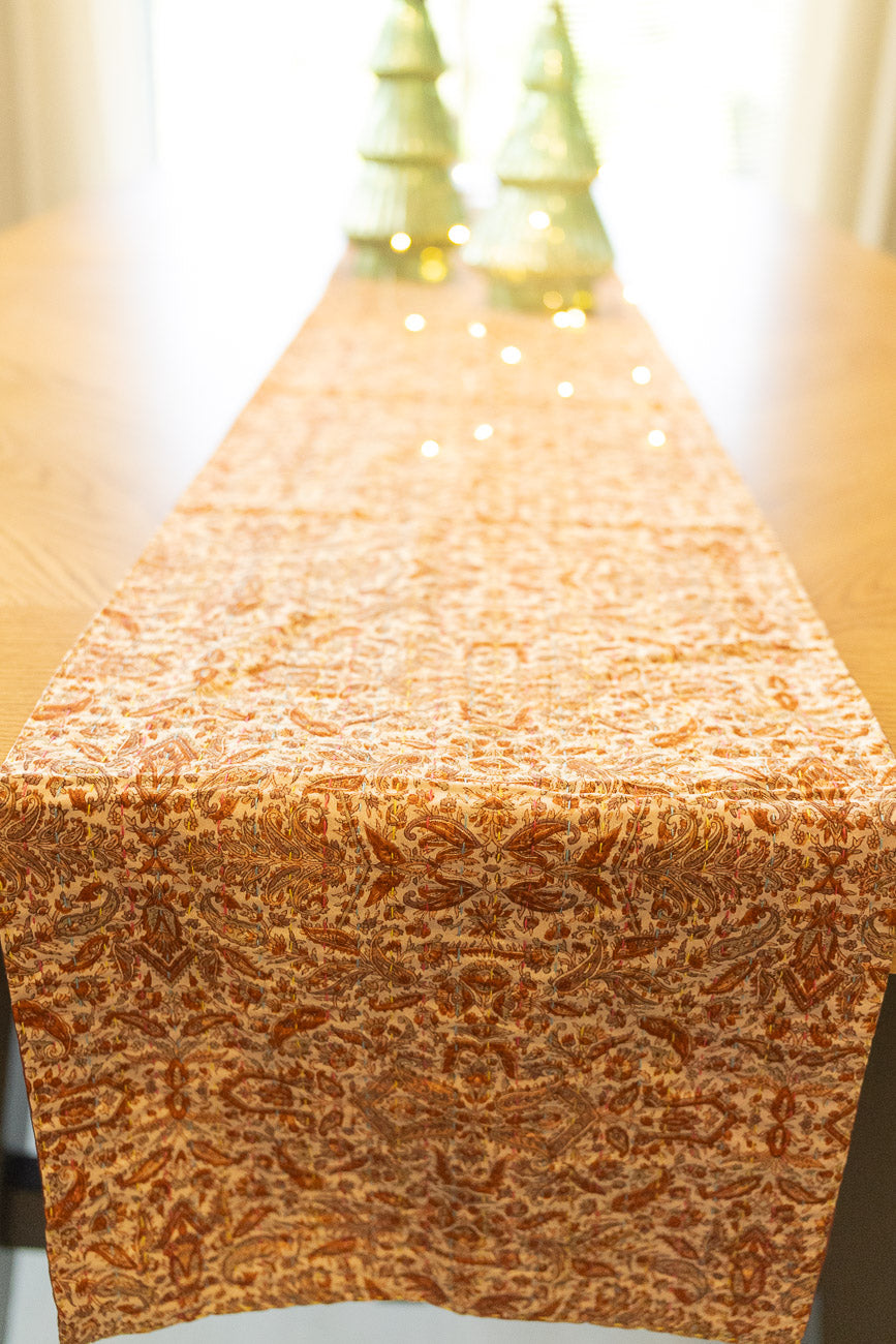 Kantha Holiday Silk Table Runner - Holly No. 11