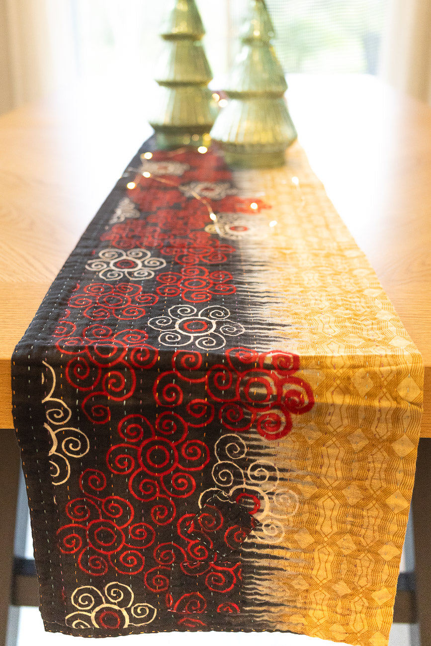 Kantha Holiday Table Runner - Festive No. 7