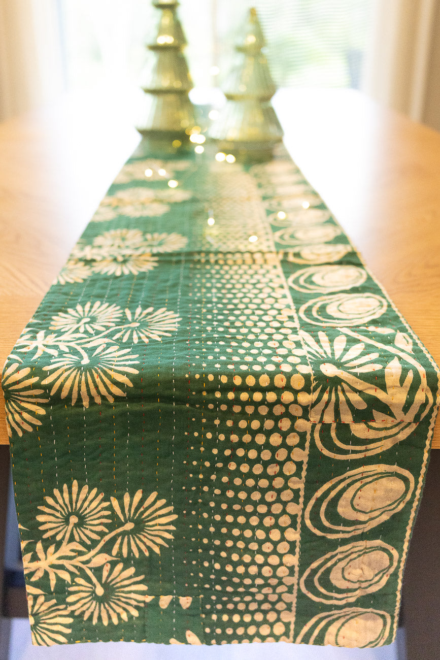 Kantha Holiday Table Runner - Festive No. 1