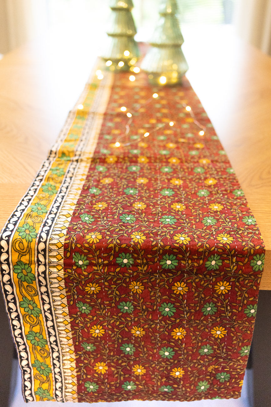 Kantha Holiday Table Runner - Festive No. 1