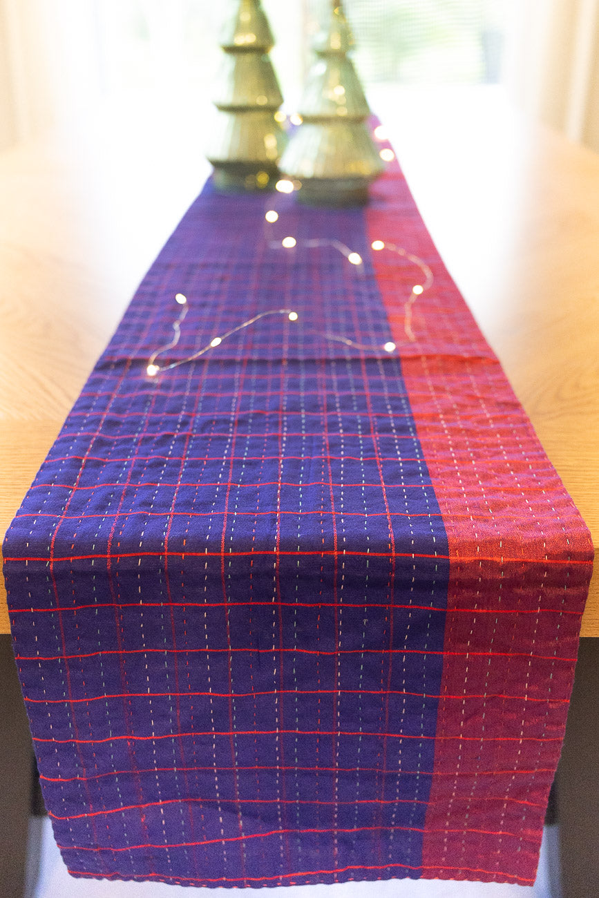 Kantha Holiday Silk Table Runner - Holly No. 12