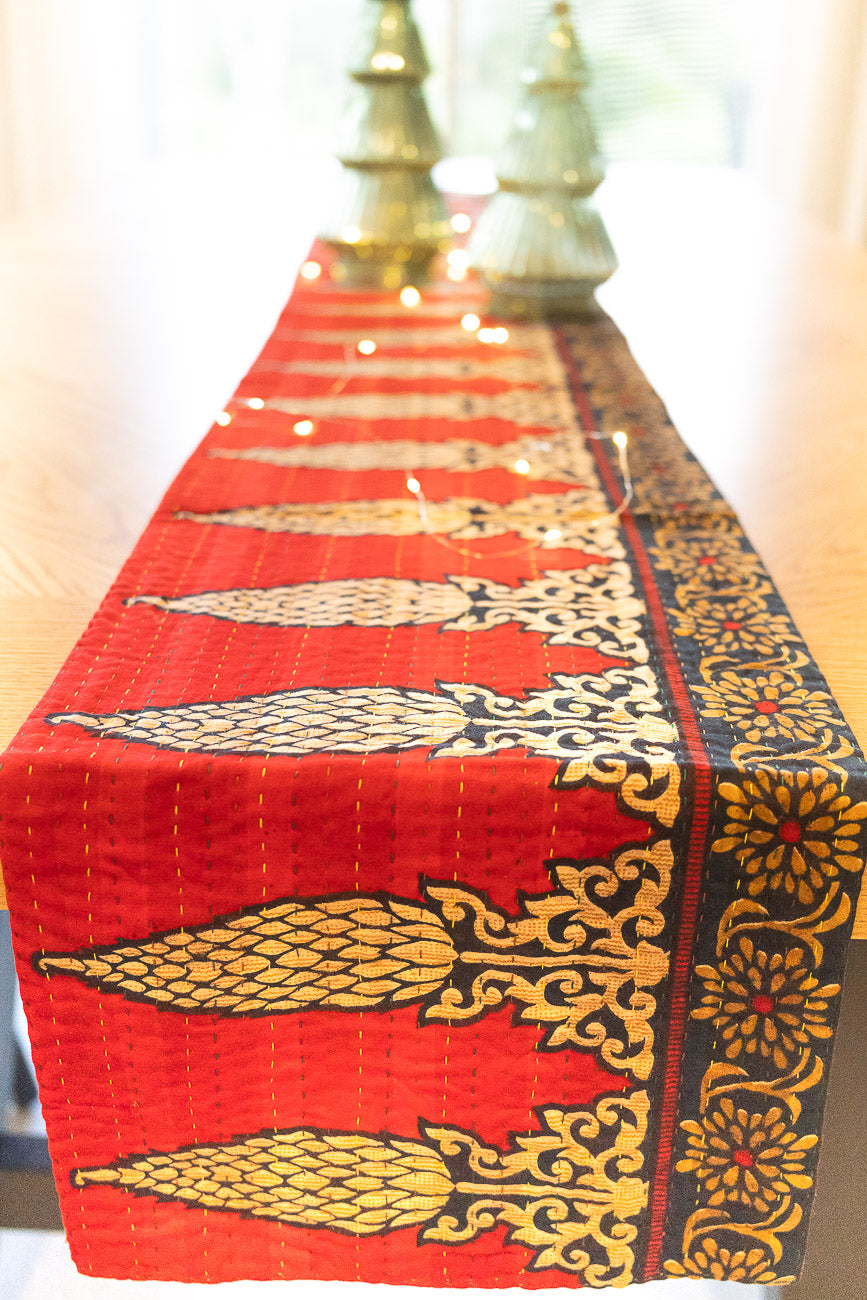 Kantha Holiday Table Runner - Festive No. 6