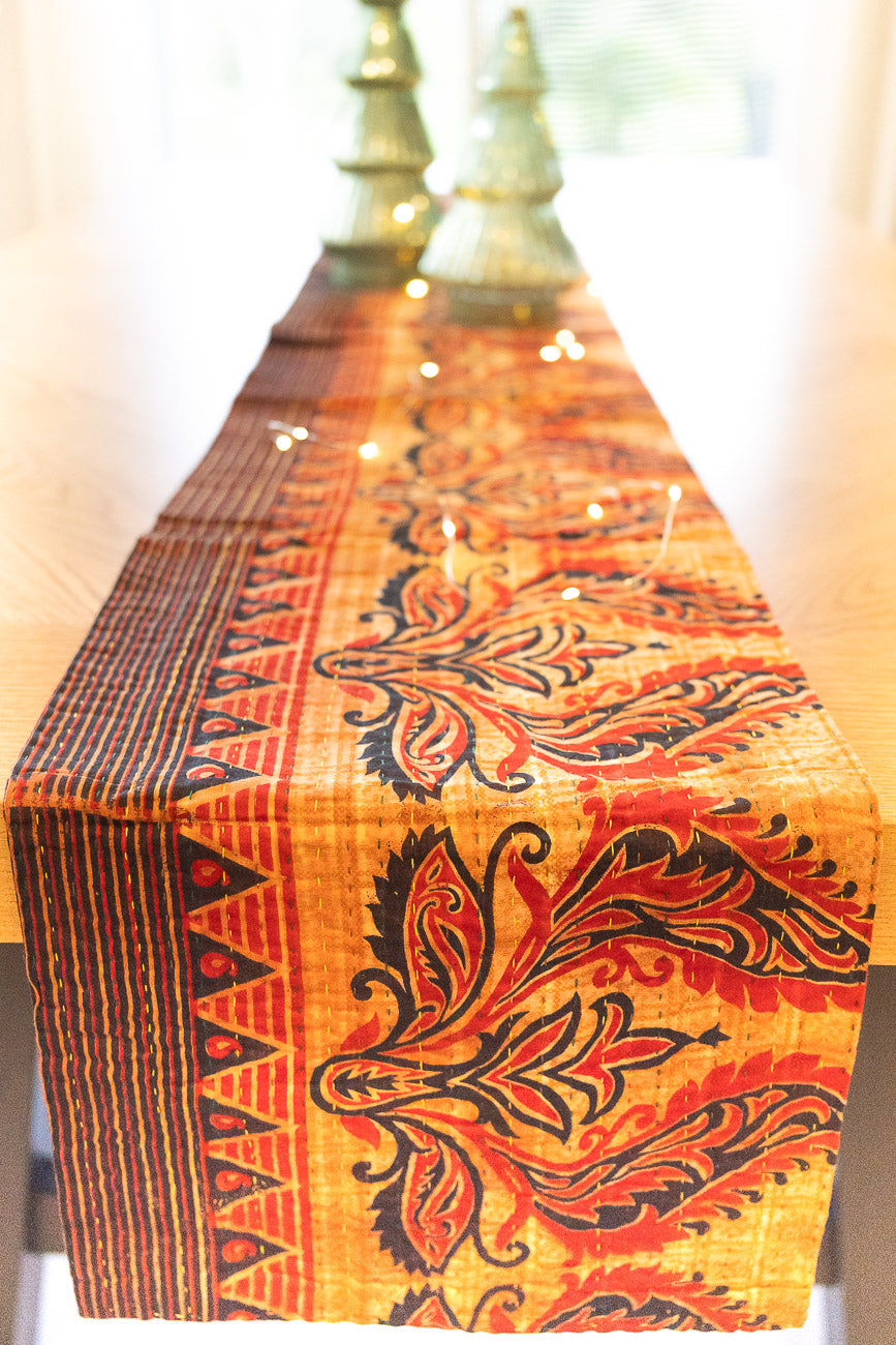 Kantha Holiday Table Runner - Festive No. 6