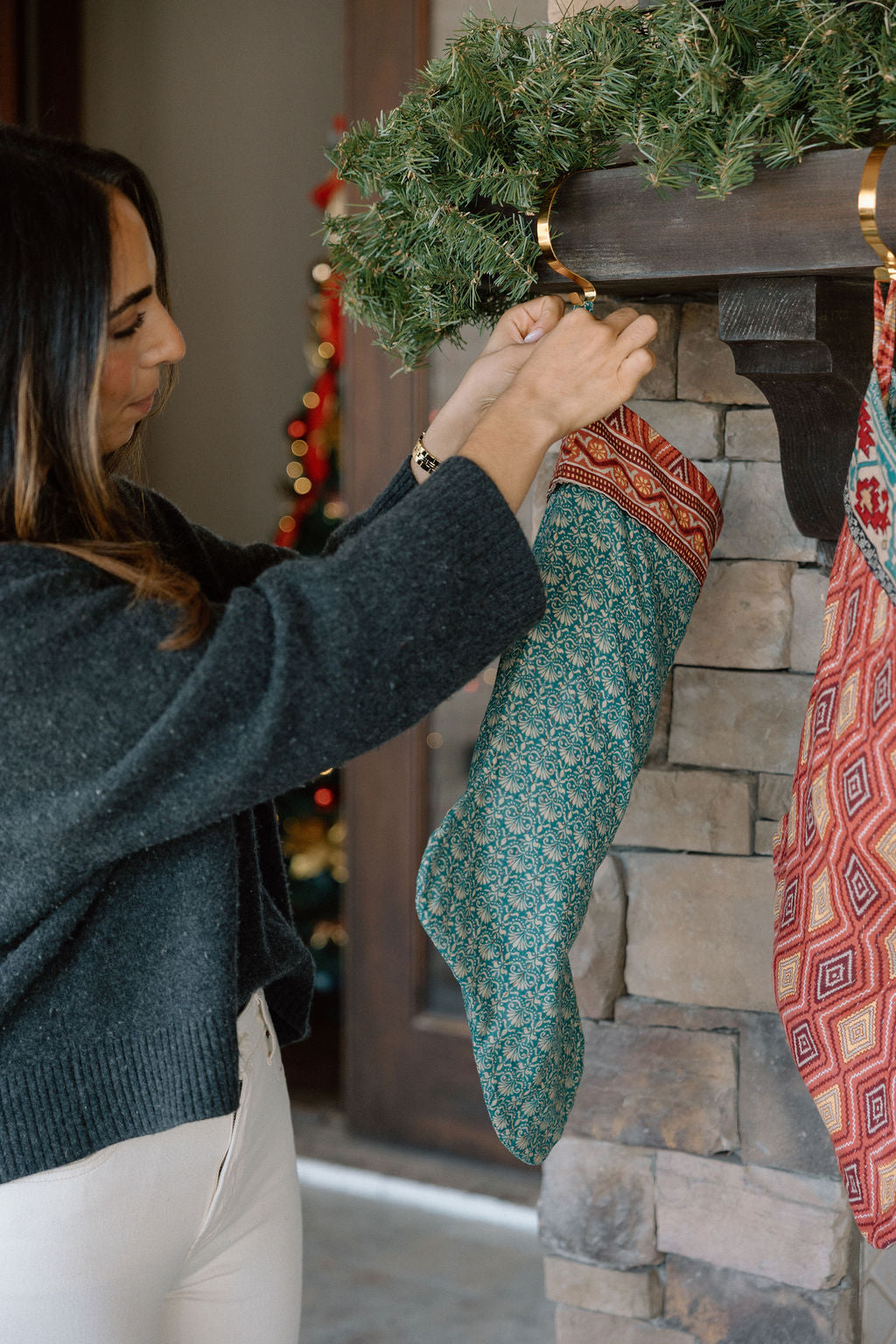 Kantha Holiday Stocking — Little No. 42
