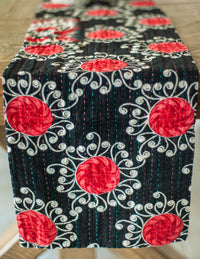 Dignify Cotton Table Runner in Cotton Kantha on a table