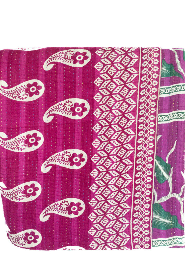 Kantha Large Throw Blanket