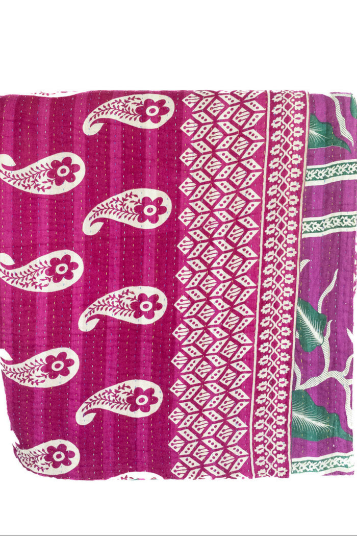 Kantha Large Throw Blanket