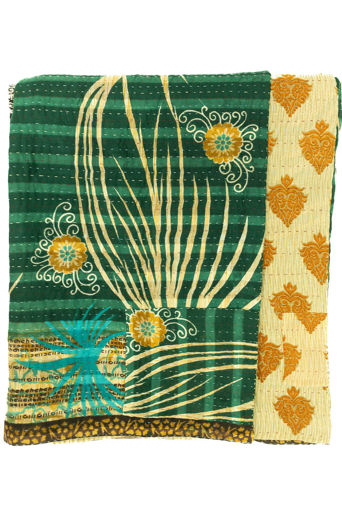 Kantha Large Throw Blanket