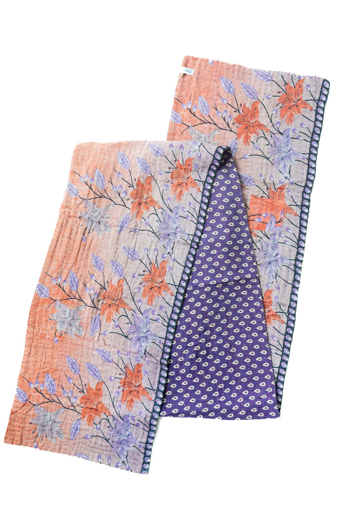 Dignify Cotton Table Runner in Cotton Kantha on a table