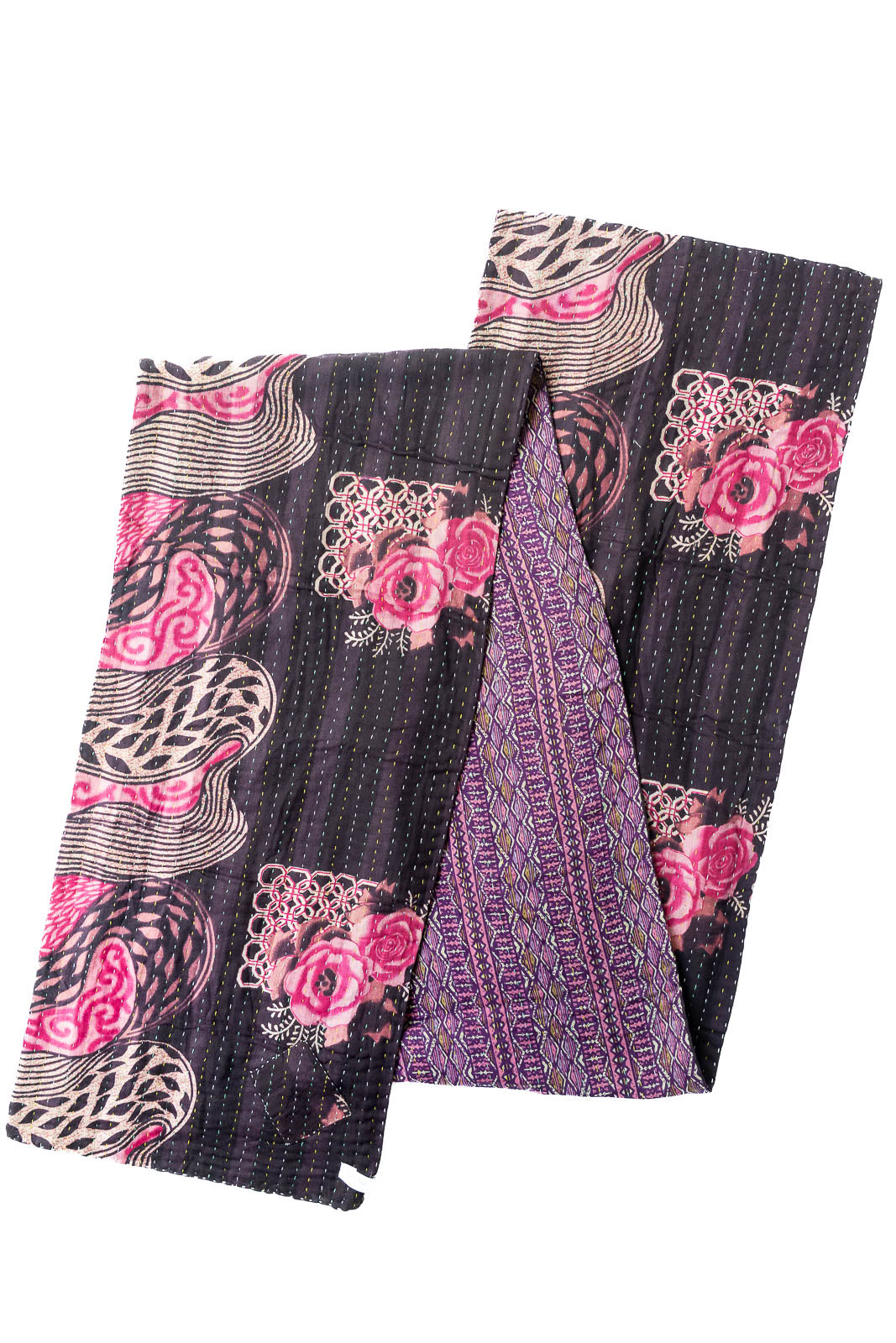 Dignify Cotton Table Runner in Cotton Kantha on a table