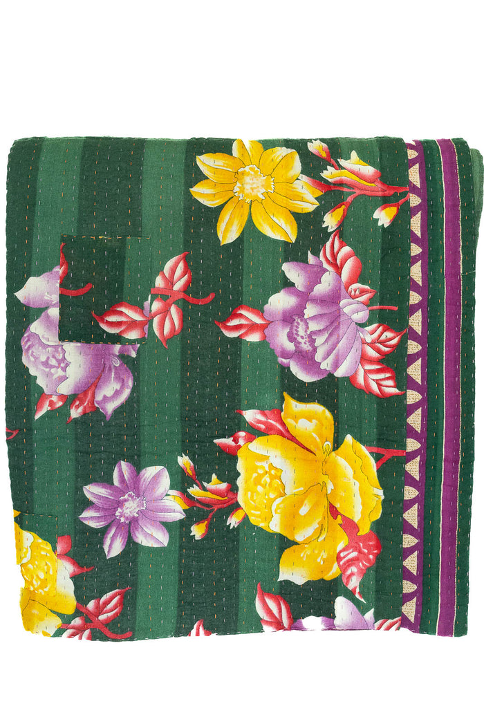 Kantha Large Throw Blanket