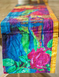 Dignify Cotton Table Runner in Cotton Kantha on a table
