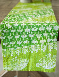 Dignify Cotton Table Runner in Cotton Kantha on a table