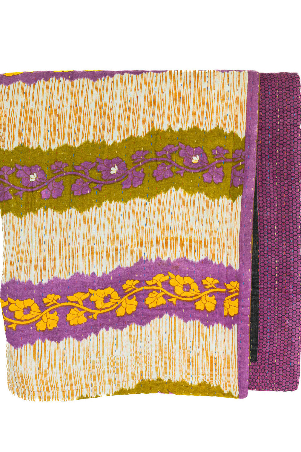 Kantha Large Throw Blanket