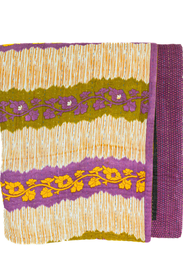Kantha Large Throw Blanket