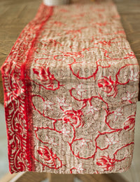 Dignify Cotton Table Runner in Cotton Kantha on a table