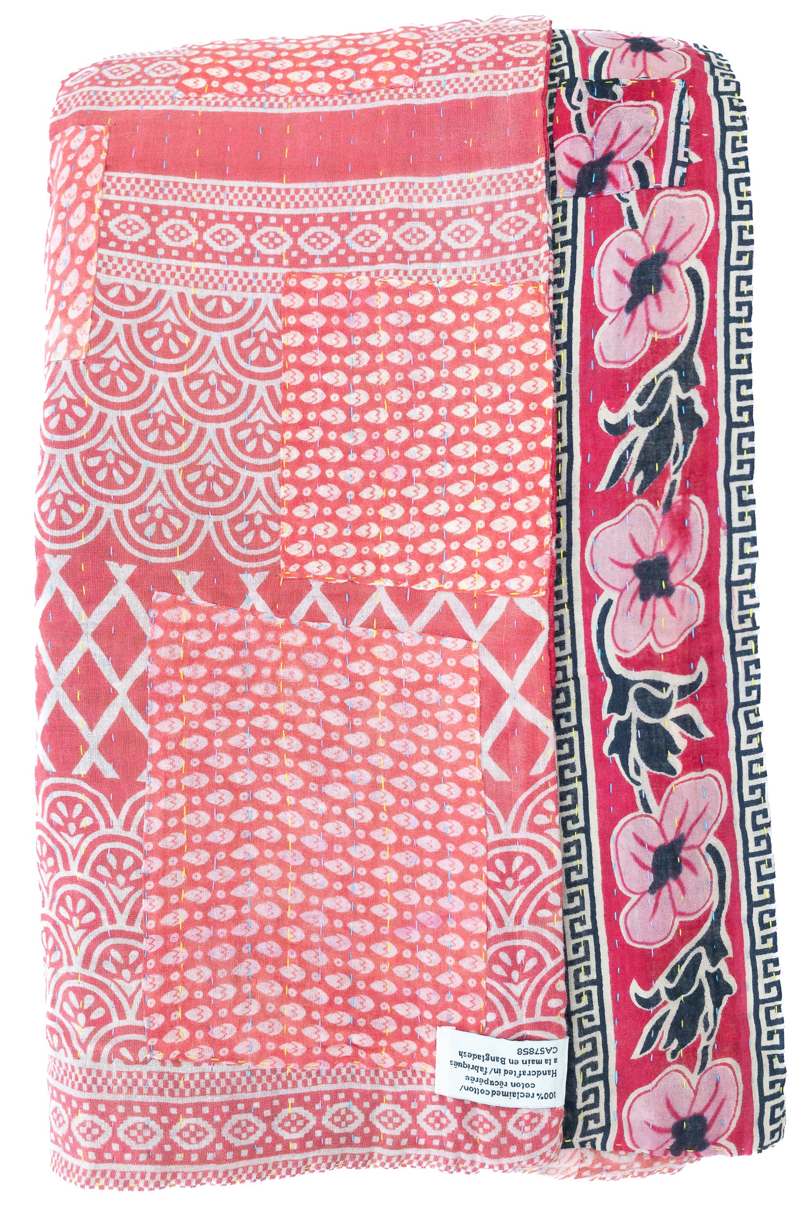 Kantha Large Throw Blanket
