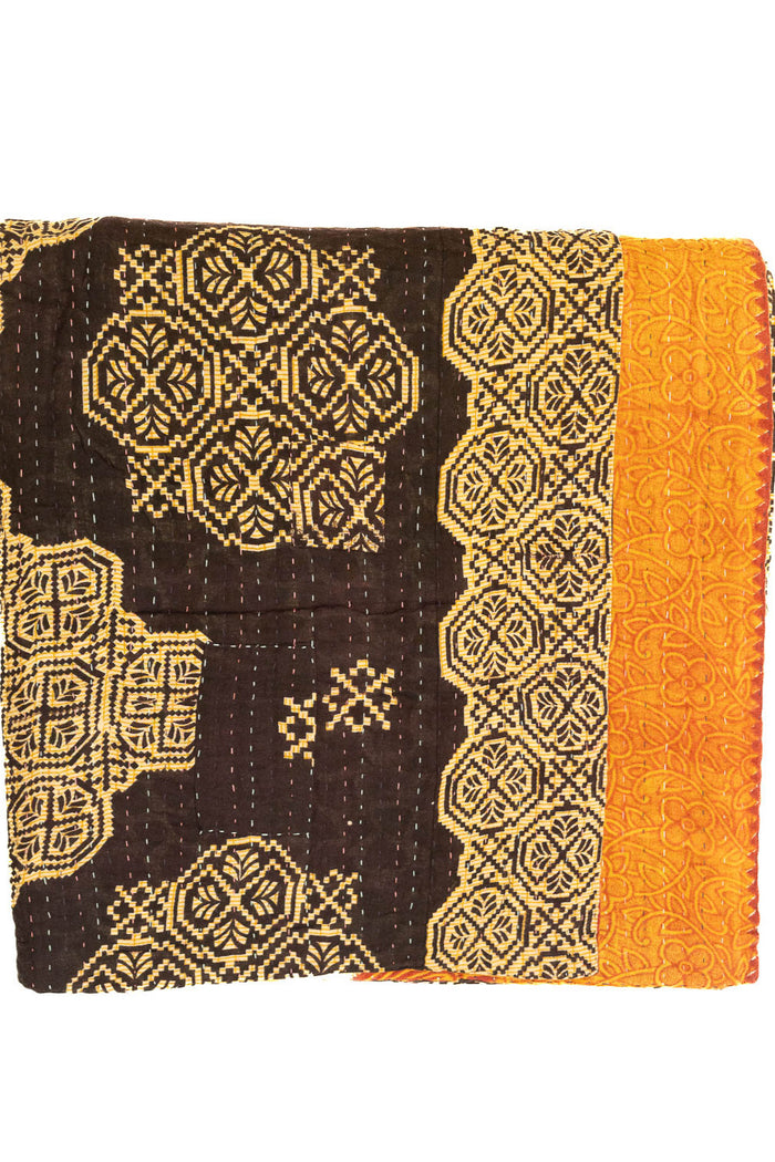 Kantha Large Throw Blanket