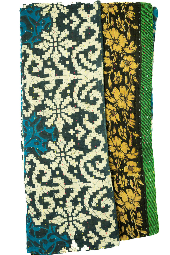 Kantha Throw Bed Quilt