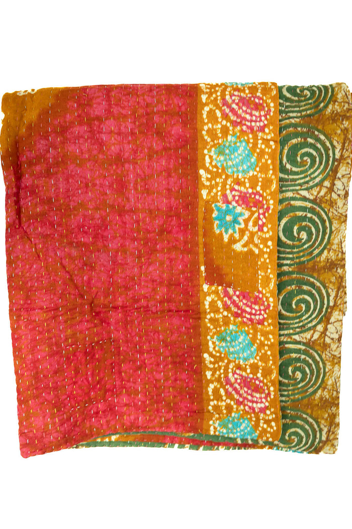 Kantha Large Throw Blanket