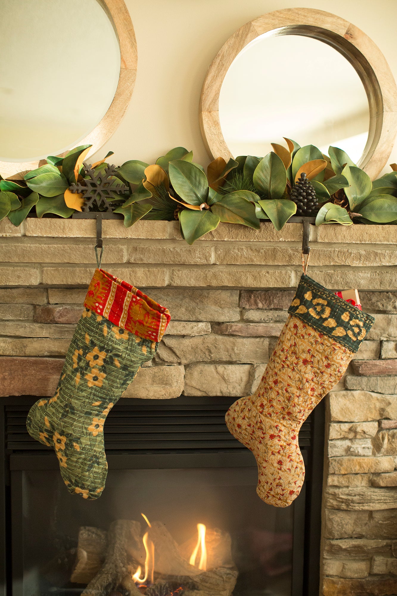 Kantha Holiday Stocking - Merry No. 11