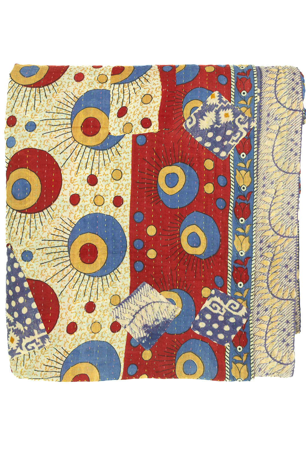 Kantha Large Throw Blanket