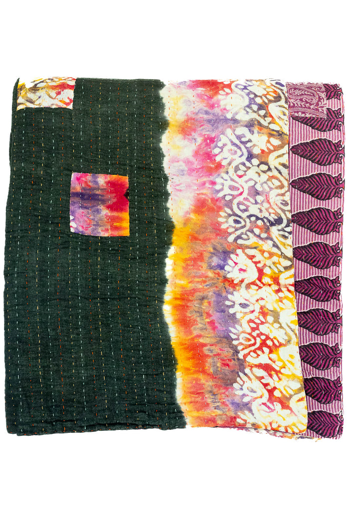 Kantha Large Throw Blanket