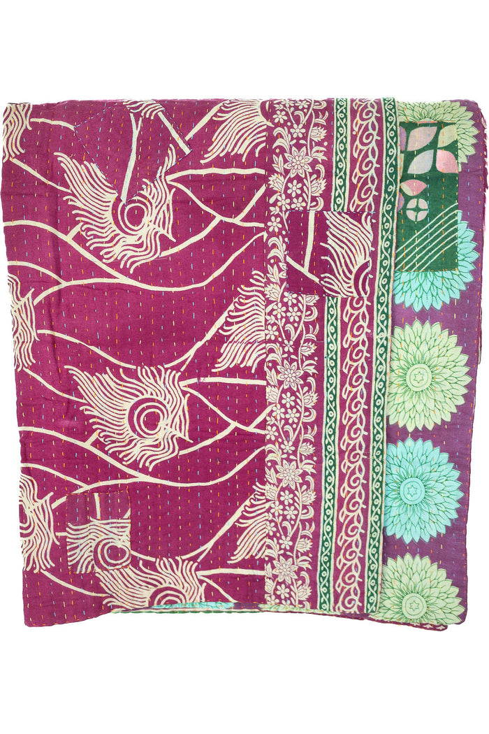 Kantha Large Throw Blanket