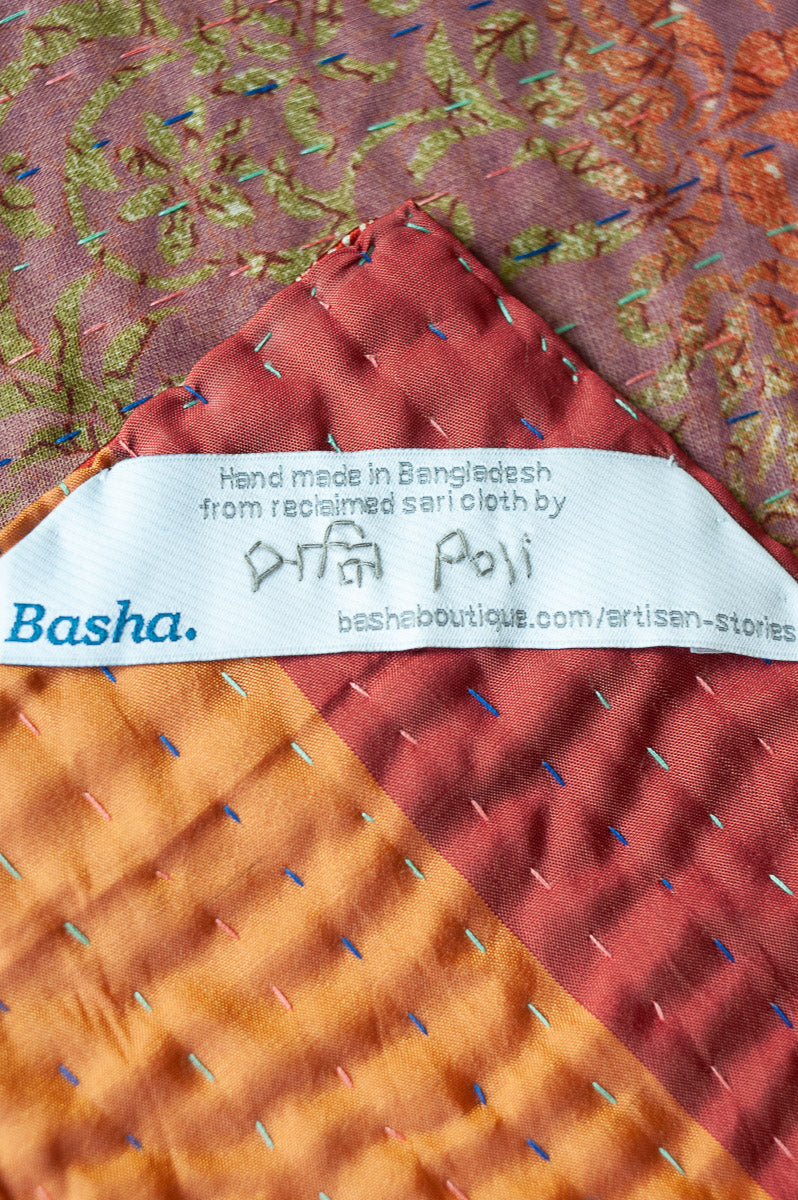 Abundant Silk Blend Kantha Throw