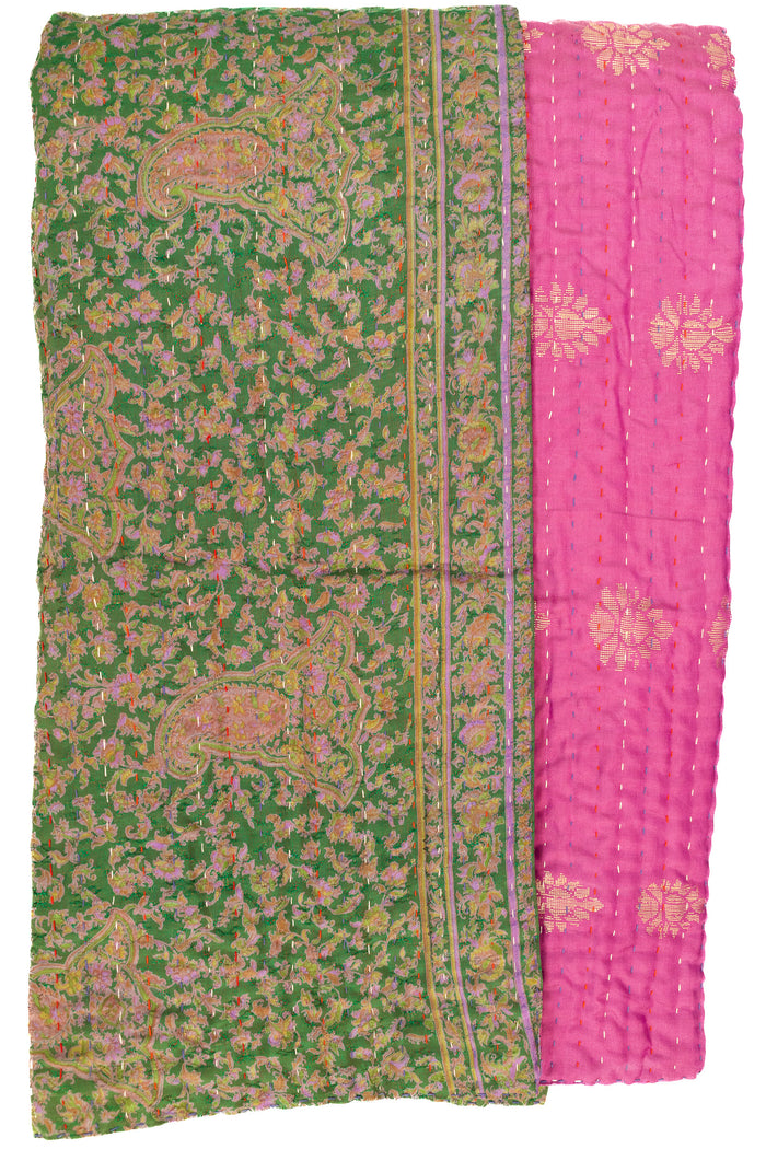 Kantha Silk Throw Blanket