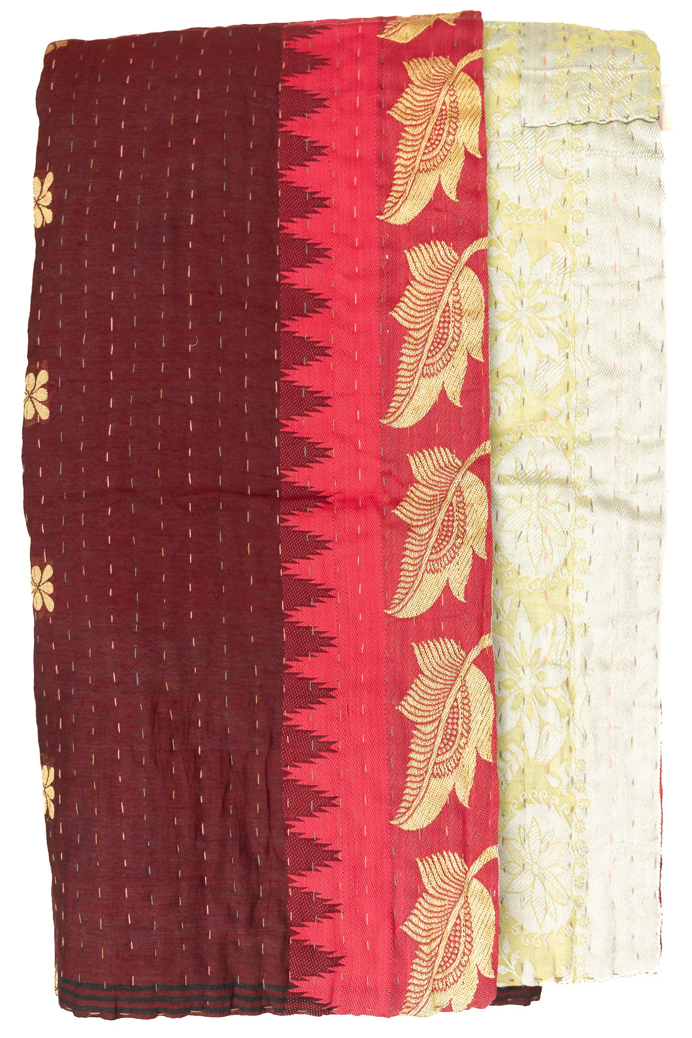 Autumn Silk Blend Kantha Throw Blanket