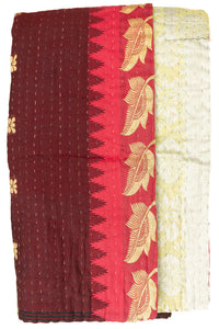 Autumn Silk Blend Kantha Throw Blanket