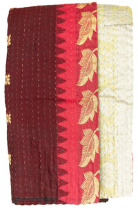 Autumn Silk Blend Kantha Throw Blanket