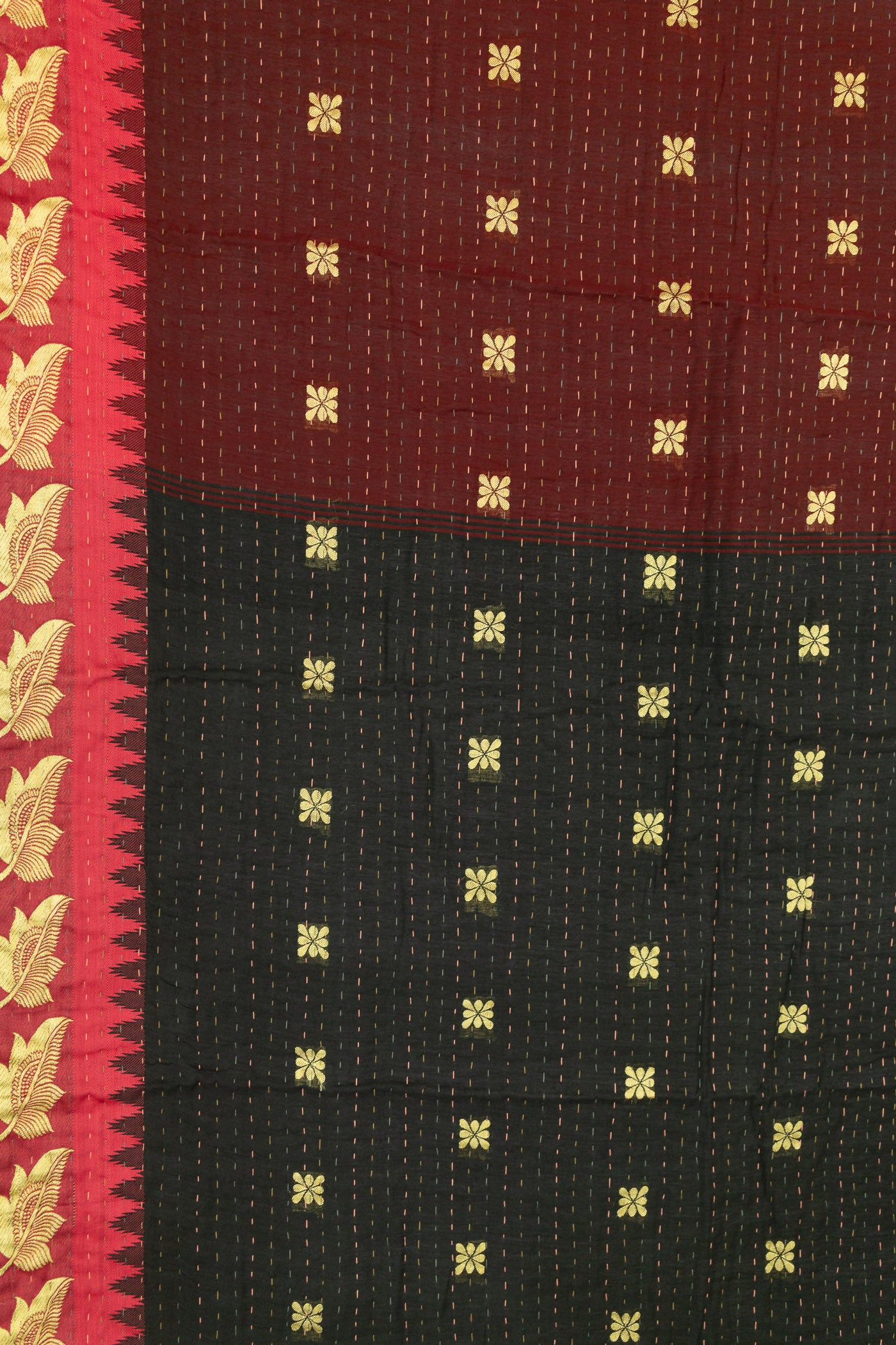 Autumn Silk Blend Kantha Throw Blanket