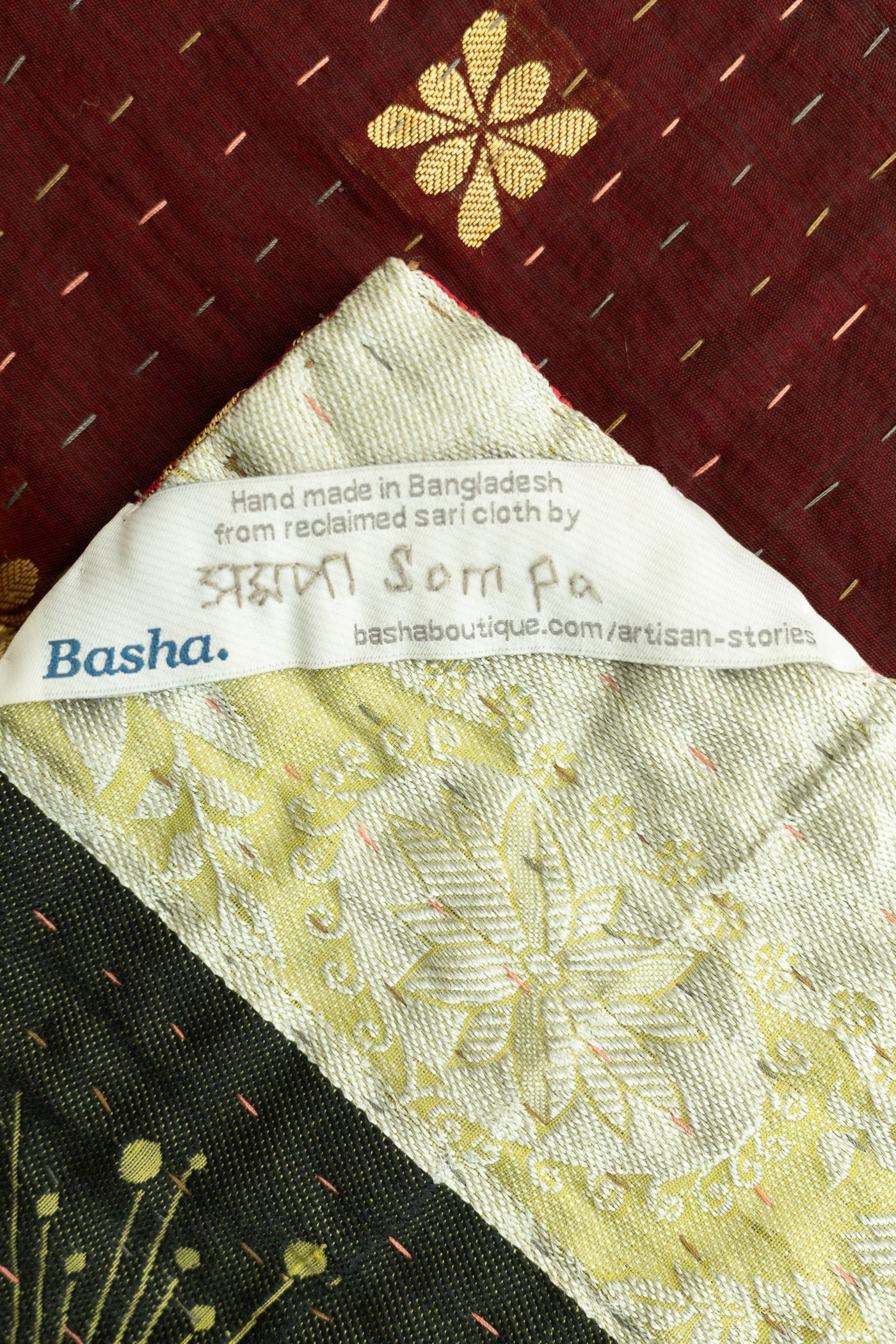 Autumn Silk Blend Kantha Throw Blanket