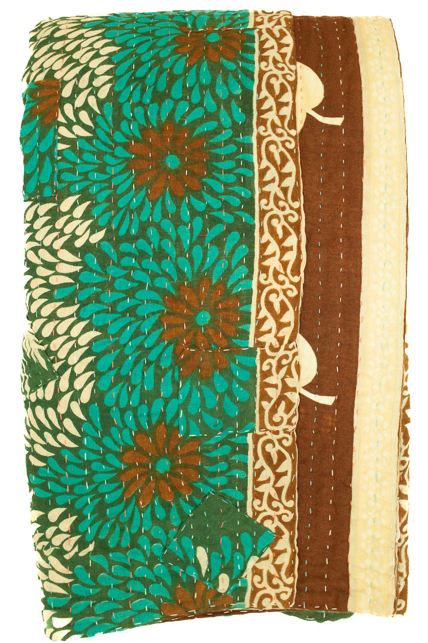 Kantha Large Throw Blanket