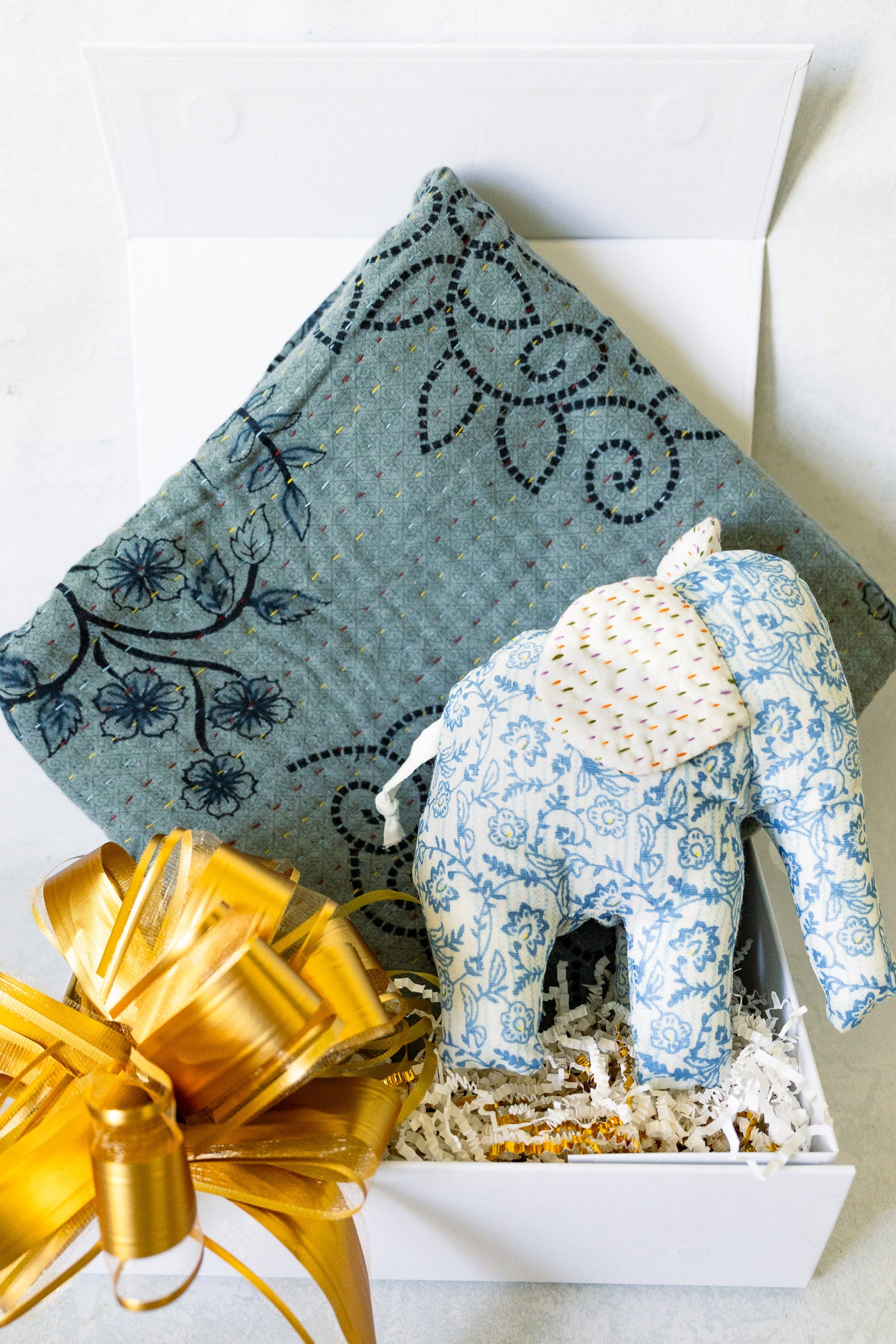 Baby Gift Bundle No. 3 | Kantha Blanket + Handmade Elephant