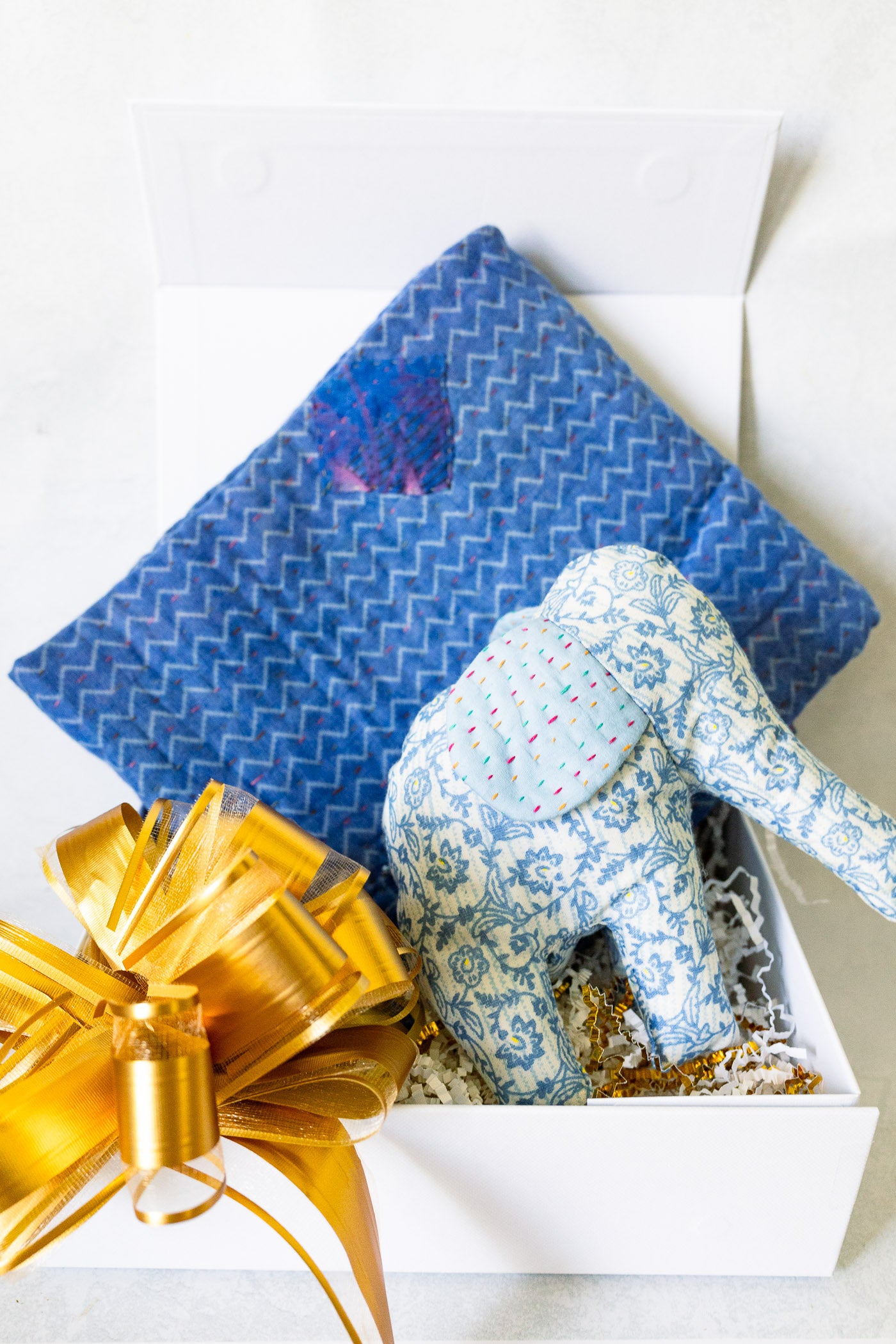 Baby Gift Bundle No. 6 | Kantha Blanket + Handmade Elephant