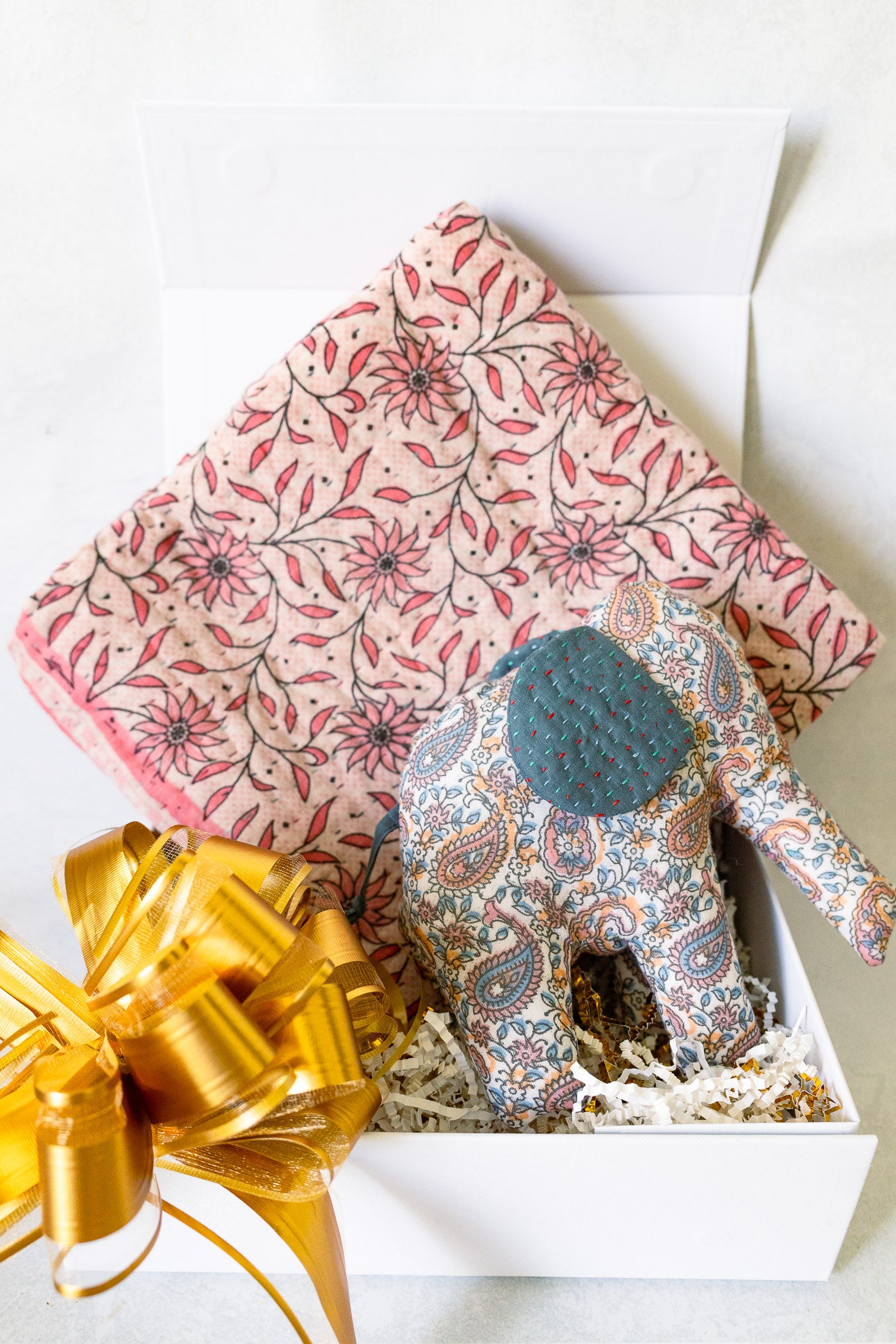 Baby Gift Bundle No. 7 | Kantha Blanket + Handmade Elephant
