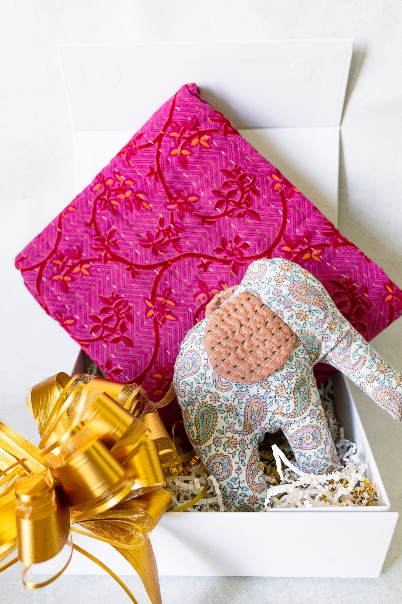 Baby Gift Bundle No. 10 | Kantha Blanket + Handmade Elephant