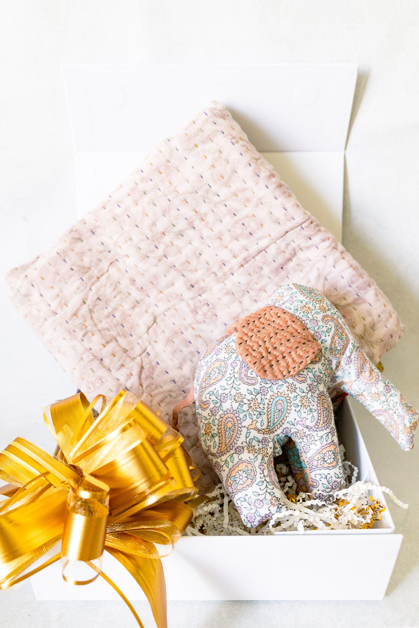 Baby Gift Bundle No. 9 | Kantha Blanket + Handmade Elephant