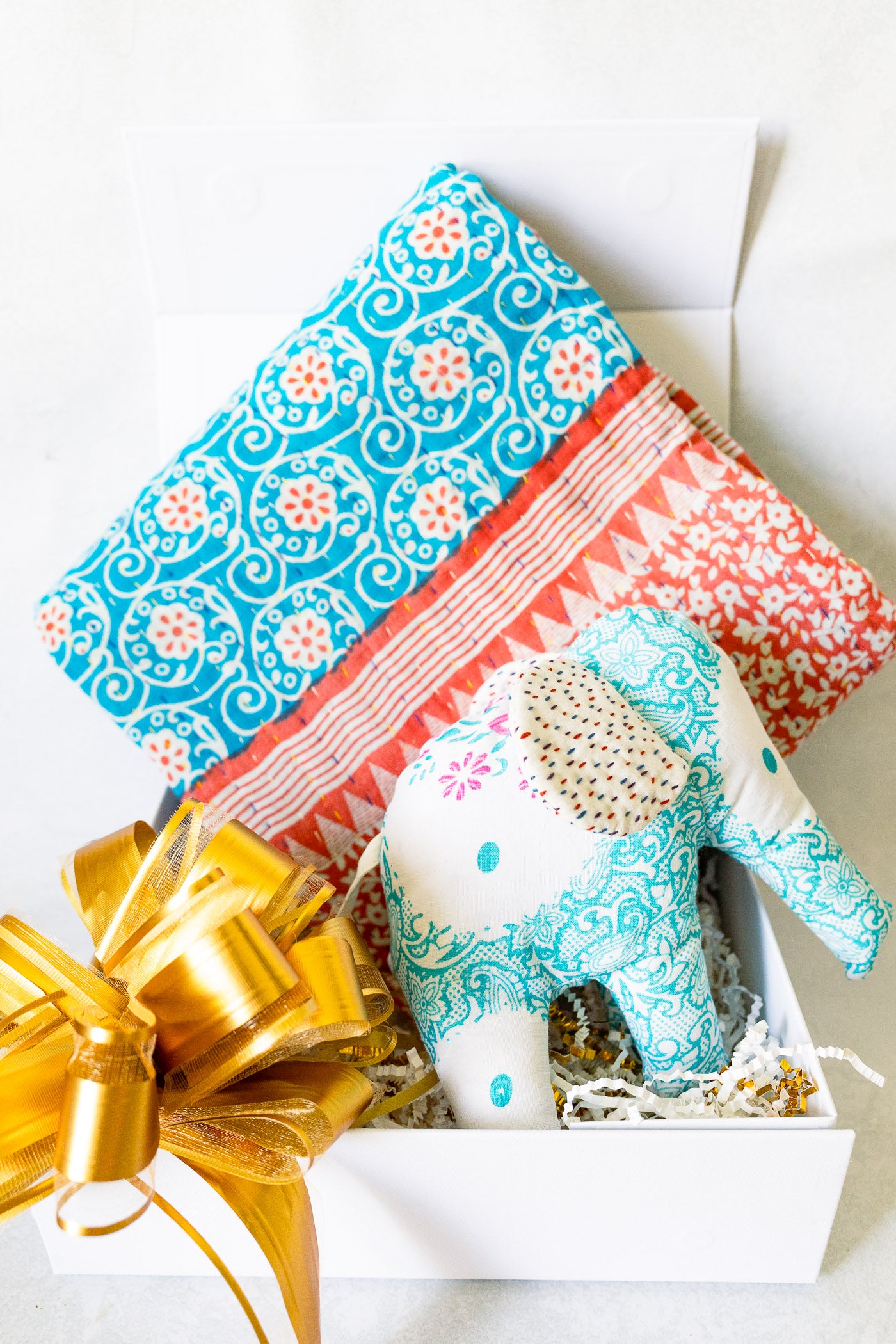 Baby Gift Bundle No. 5 | Kantha Blanket + Handmade Elephant