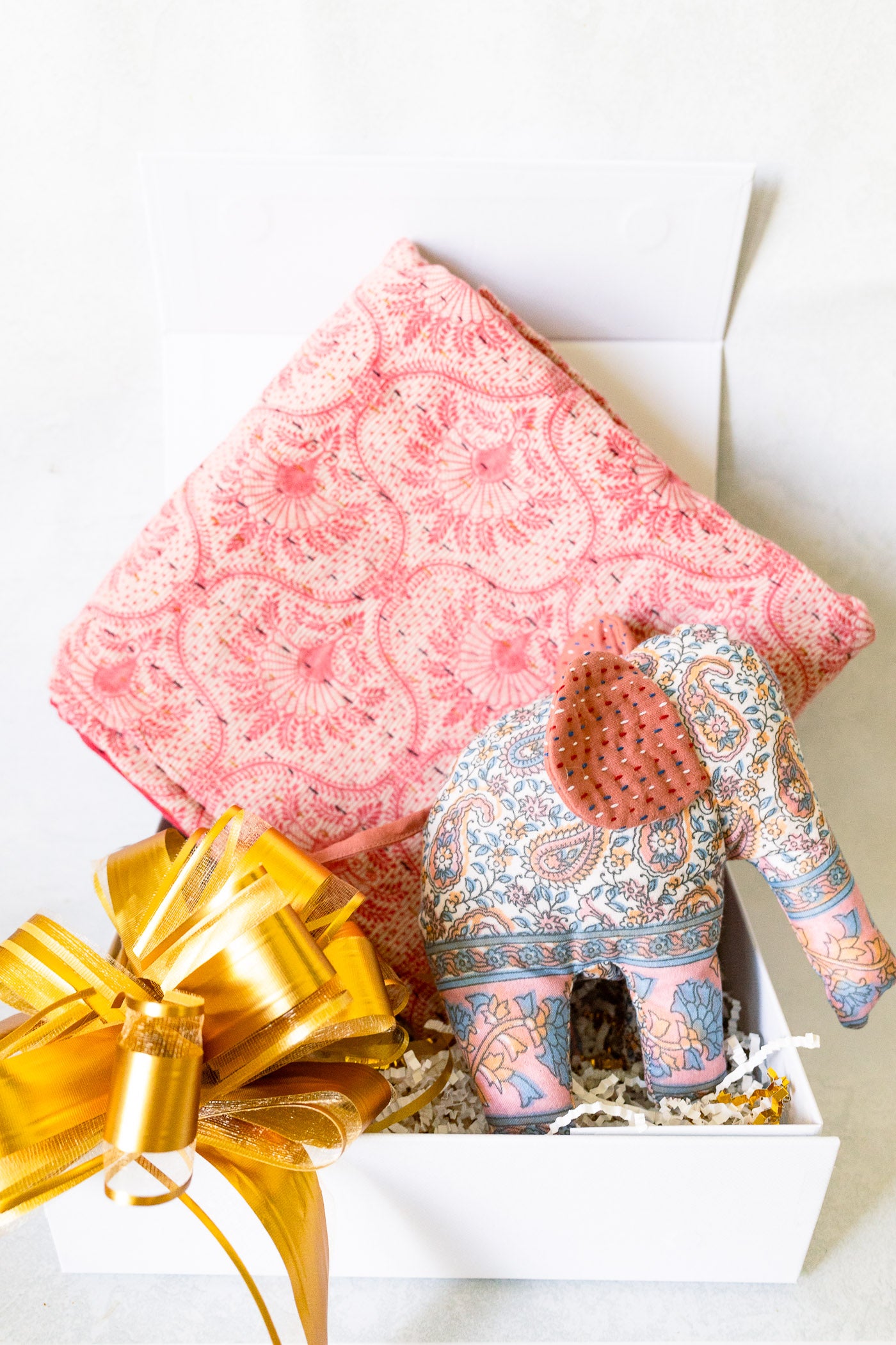 Baby Gift Bundle No. 2 | Kantha Blanket + Handmade Elephant