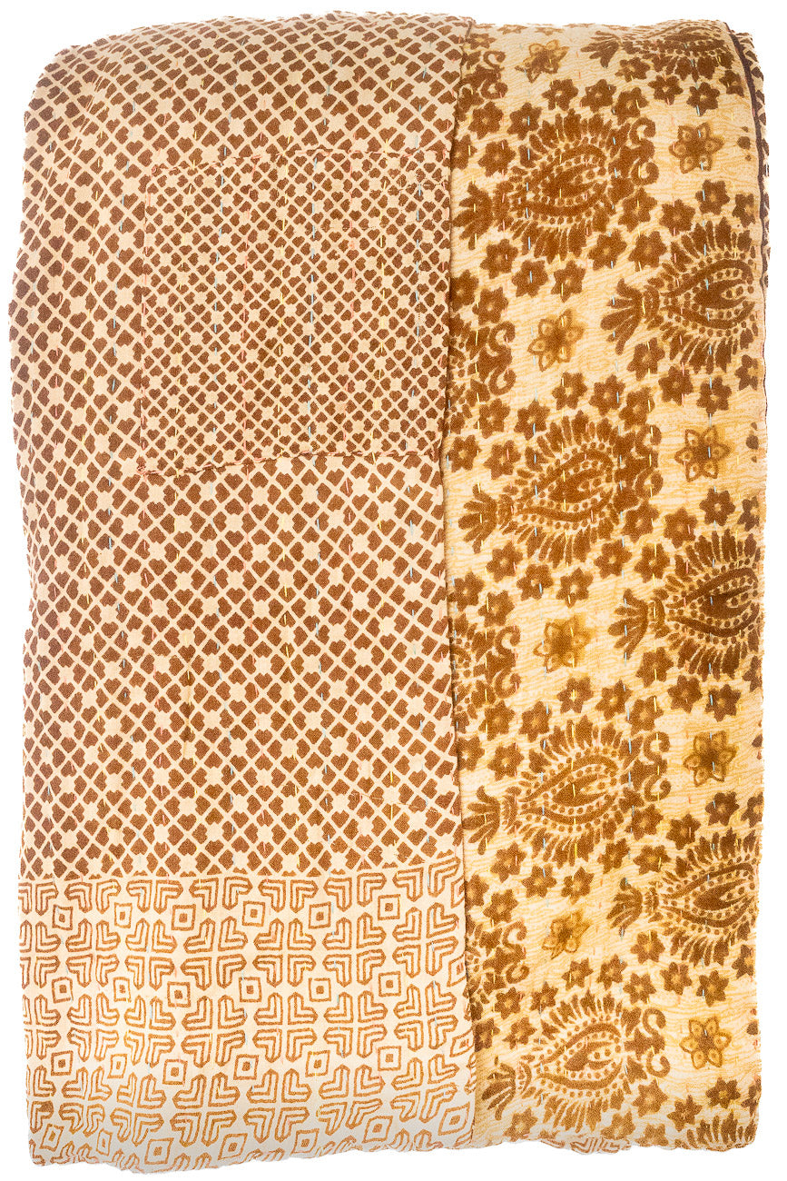 Kantha Large Throw Blanket