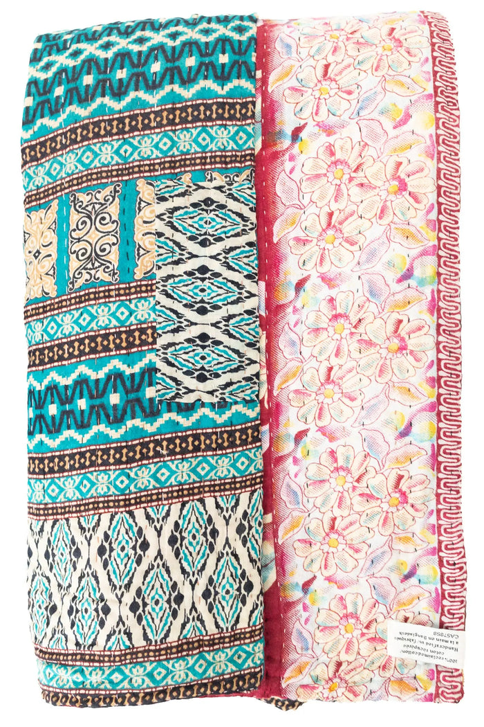 Begonia Large Kantha Throw Blanket