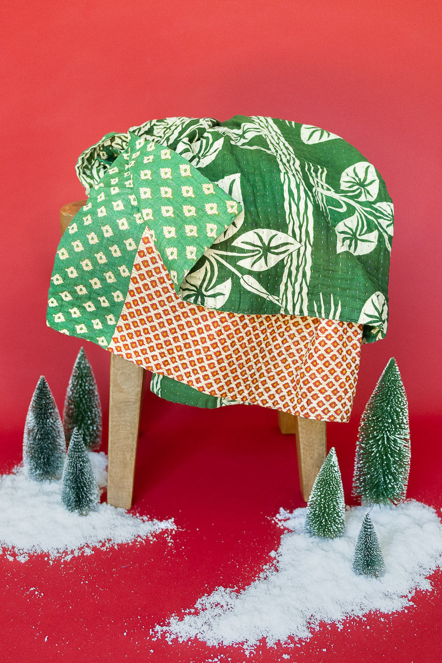Bells Kantha Christmas Throw